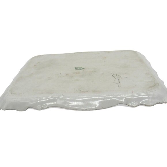 BAVARIA PORCELAIN Tray with Yellow Roses Scalloped Edges Germany Vintage - Picture 5 of 10